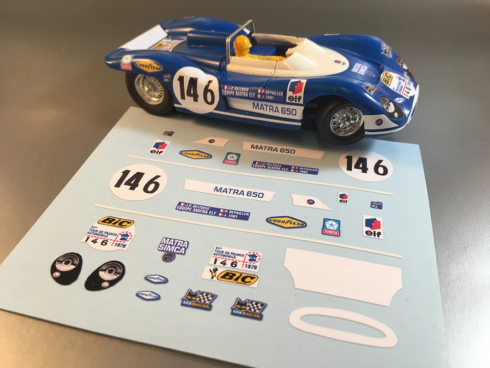 STICKERS POUR MATRA 650 #146 ECH 1/40 ou 1/32 (NO DECAL IDEAL SLOT) DCS004