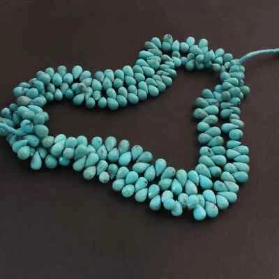 Briolettes de lágrima de tamaño grande facetados turquesa de la Bella Durmiente natural de 1 hilo Foto 1 de 4