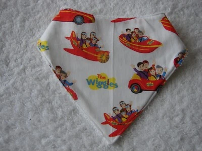 Wiggles White Bandana Dribble Bibs Cotton Front Towelling Back Handmade - image 1 of 2