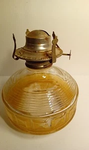 7" x 6" Vintage Clear Glass Oil Lamp Pre-owned Needs Cleaning - Picture 1 of 13