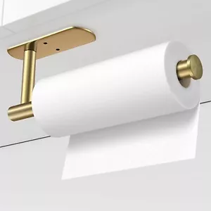 Self Adhesive Paper Towel Holder Under Cabinet Mount Roll Holder Kitchen Gold - Picture 1 of 8