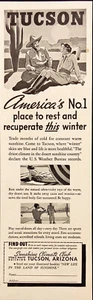1938 Tuscon Arizona Rest Recuperate this Winter Vintage Print Ad Desert Cactus - Picture 1 of 1