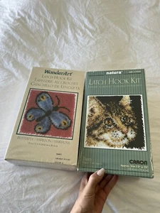 Wonderart BUTTERFLY | Caron TABBY CAT | Lot (2) Latch Hook Kits | Sealed Packing - Picture 1 of 6