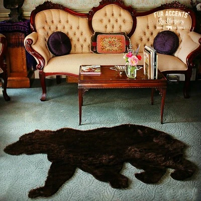 Walking Bear Skin Rug - Plush Shag Faux Fur - Bonded Suede Lining - Made in USA - Image 1 of 4