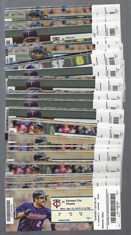 2015 MLB MINNESOTA TWINS BASEBALL COMPLETE SEASON FULL TICKETS - ALL 81 TICKETS Cover