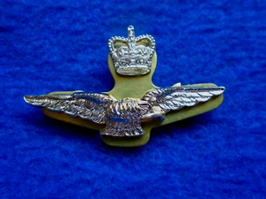 ERII ROYAL AIR FORCE OFFICERS ANODISED SIDE CAP BADGE + PLATE, SCREW FIXINGS - Picture 1 of 3