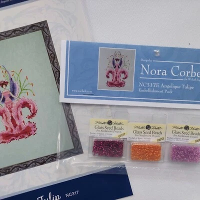 Angelique Tulip Beaded Cross Stitch Chart and Embellishment Pack by Nora Corbett - Image 1 of 4