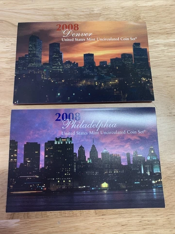 MINT SEALED 2008 US Mint Uncirculated Coin Sets  Denver & Philadelphia Mints Cover