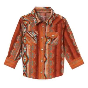 Baby/Toddler Boy's Wrangler  Rust Aztec Print Long Sleeve Snap Shirt - Picture 1 of 1