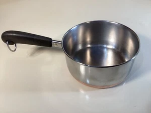 Vintage 1801 Revere Ware 1 Qt USA Stainless Clinton, Ill Copper Bottom No Lid - Picture 1 of 9