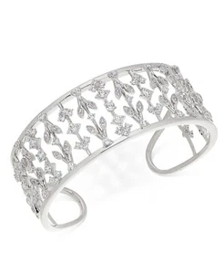 Eliot Danori Silver-Tone Cubic Zirconia Layla Openwork Large Cuff Bracelet - Picture 1 of 1