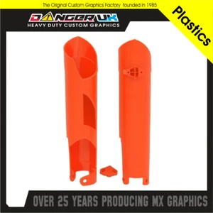 KTM SX SXF 2008 - 2014 EXC 2008 - 2015 ORANGE RACETECH RTECH LOWER FORK PLASTICS - Picture 1 of 1