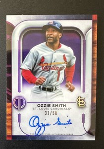 2022 Topps Tribute Ozzie Smith Autographs Purple Auto #/50 St Louis Cardinals