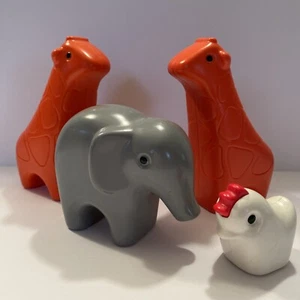 Little Tikes 2 Orange Giraffe Elephant & Chicken Toddle Tots Noah's Ark 4pcs - Picture 1 of 12