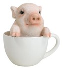 Ebros Adorable Babe Teacup Pig Figurine 5.25"H Realistic Animal Collectible