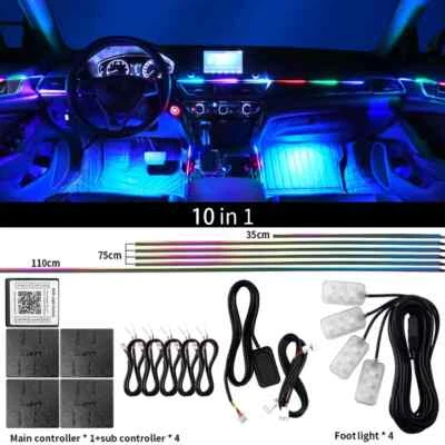 RGB Symphony Coche Atmósfera Interior LED Acrílico Guía Fibra Óptica Luz Ambiental Foto 1 de 4