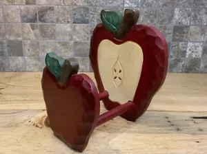 Vtg Wooden Apple Tabletop Decor Paper Plate Napkin Holder Picnic Country Kitsch - Picture 1 of 15