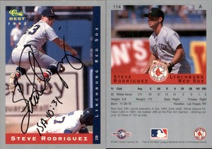 Steve Rodriguez Signed 1993 Classic Best #114 Card Lynchburg Red Sox Auto AU
