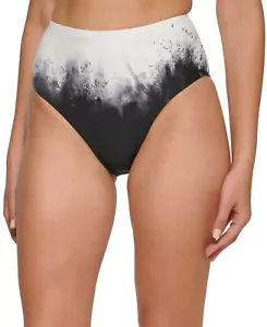 DKNY High Waist Bikini Bottoms Ombre Print Swimsuit Bottom Black White Size S - Picture 1 of 9