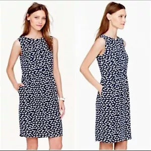 J crew Navy Blue White Hearts Print Dress Sz 00 - Picture 1 of 10