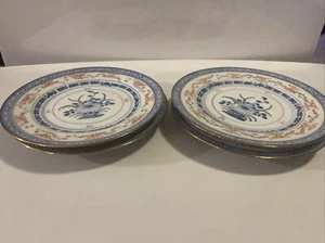 Vintage chinesisches Porzellan REISBLUME Gold Borte 7 Zoll TELLER blau rot - Bild 1 von 8
