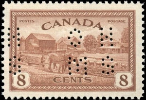 Canada Mint NH VF 8c Scott #O10-268 Perforated 1946 Farm Scene Peace Issue Stamp - Imagen 1 de 2