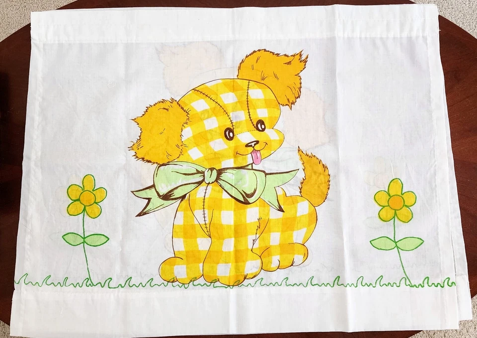 Cortina Cenefa Hecha a Mano RETRO MCM Cachorro A Cuadros DOS "31 X 24" Panel Guardería  Foto 1 de 4