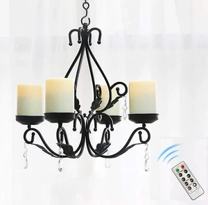3 In 1 Lighting Chandelier With 4pcs Battery Operated Led Candle With Remote Tab - Picture 1 of 7