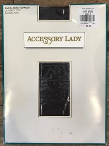 ACCESSORY LADY Silky Lycra Blickdicht Control Top Strumpfhose Sandalfoot Gr. A Braun - Bild 1 von 2