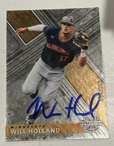 WILL HOLLAND SIGNED 2019 PANINI ELITE EXTRA EDITION BASEBALL CARD AUTO