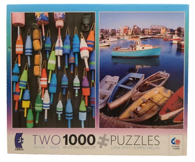 Two 1000 Puzzles Ceaco 3211-1 18" x 25" Boating Images 2 in 1 Box Set        PS2 - Image 1 of 3