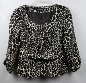 Chaqueta Isabella Sin Cuello Estampado de Animal Marrón Beige Broches Hebilla Forrada Talla 14 - Imagen 1 de 8