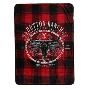 New Red Plaid Yellowstone Fleece Throw Gift Blanket Book Plush Dutton Ranch NIP - Picture 1 of 3