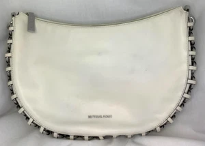 Borsa MK Michael Kors Piper in pelle ottica bianca e argento - Foto 1 di 12