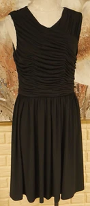 NWT ELEGANT BROOKS BROTHER BLACK SZ MEDIUM RUCHED STRETCH SLEEVELESS DRESS - Picture 1 of 6