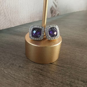 David Yurman 7mm Women Sterling silver Amethyst Diamond Stud Earrings