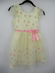 Jona Michelle Girls Dress 7 Cream Polka Dot Easter Holiday Sleeveless Tulle Bow - Picture 1 of 15
