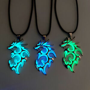 Luminous Dragon Necklace Glowing Night Fluorescence Silver Necklace for Party