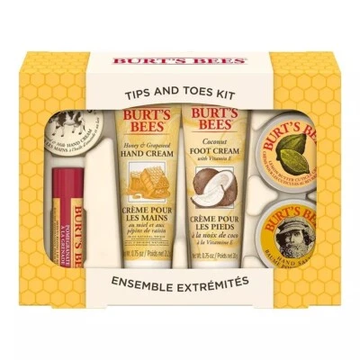¡Nuevo! Kit de 6 piezas de puntas y dedos de los pies Burt's Bees, bálsamo labial crema para cutículas y pies de mano Foto 1 de 4