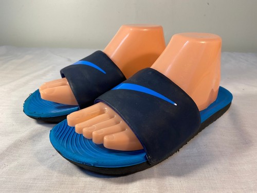 Sandali sportivi Nike Kawa Slide blu slip on per bambini giovani US 6Y