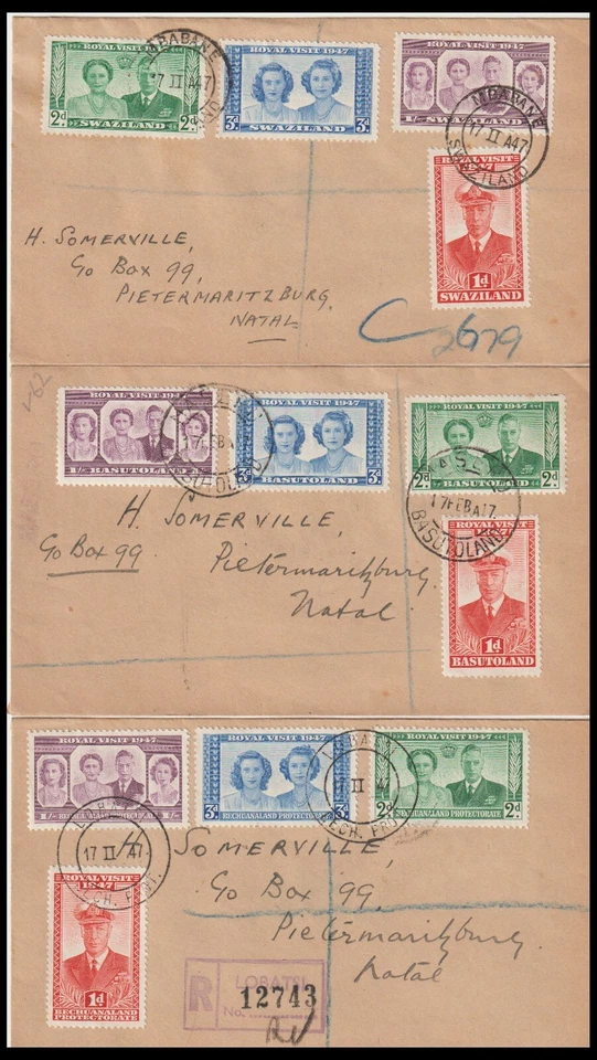 COMMONWEALTH 1947 ROYAL VISIT LOT OF 3 COVERS (F) - Image 1 of 1
