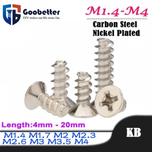 M1-M4 Phillips Countersunk Flat Head Self Tapping Screws Flat Tail Nickel Plated - Picture 1 of 52