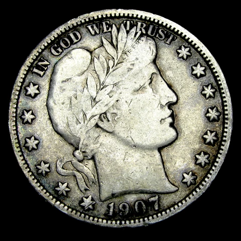 1907 Barber Half Dollar Silver ---- Nice Coin ---- #EU806 Cover