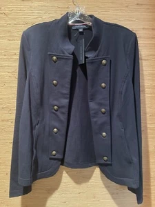 Cotton Knit Blue Jacket size Large CAREER Work Lightweight Military Style NEW - Picture 1 of 14