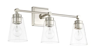 CAPITAL LIGHTING 3-LIGHT 23" VANITY POLISHED NICKEL CLEAR GLASS 121831-432 NIOB - Image 1 of 2