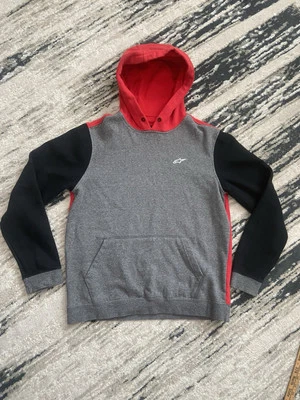 Alpinestars Spanner Hoodie Men M Heather Gray Red Colorblock Pullover Activewear - Image 1 of 4