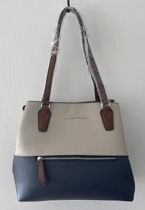 Nuevo Bolso/Tote Grande Adrienne Vittadini Azul Marino Y Crema - Imagen 1 de 11