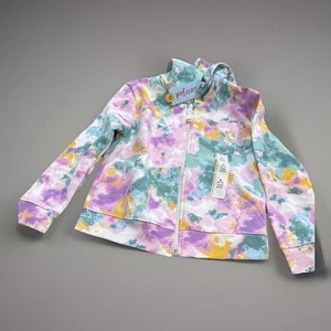 Cat and Jack - Girl's Size S 6-7 Hooded Over Sweatshirt Tie Die Full Zip New - Picture 1 of 5