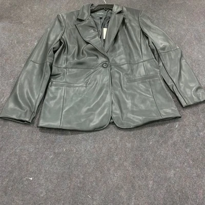 BANANA REPUBLIC FACTORY Vegan Leather Blazer Women's Size 12 Black - Image 1 of 4