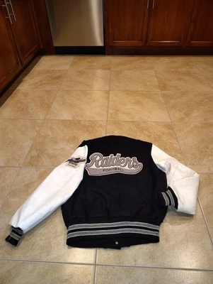 Chaqueta de fútbol americano DeLong 36 de colección producto con licencia oficial de la NFL de cuero de lana Foto 1 de 4